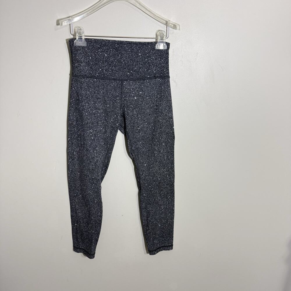Lululemon Align Pant II 25" Luminesce Splatter Ice Grey Black leggings Size 6